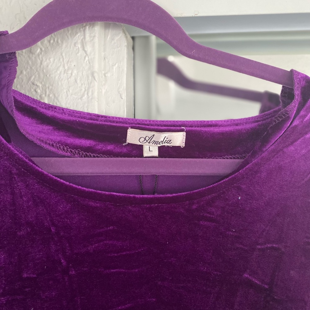 Amelia Velvet Vintage Purple Skater Dress | Size L